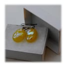 Handmade Fused Dichroic Glass Earrings 123 Yellow Shimmer