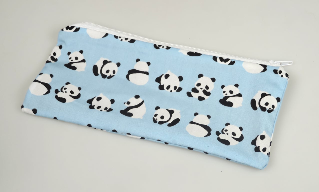 Panda Pattern zipped lined pencil case, Stationary, school, Teacher gift, 