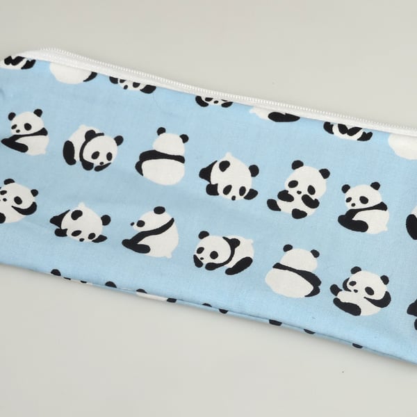 Panda Pattern zipped lined pencil case, Stationary, school, Teacher gift, 