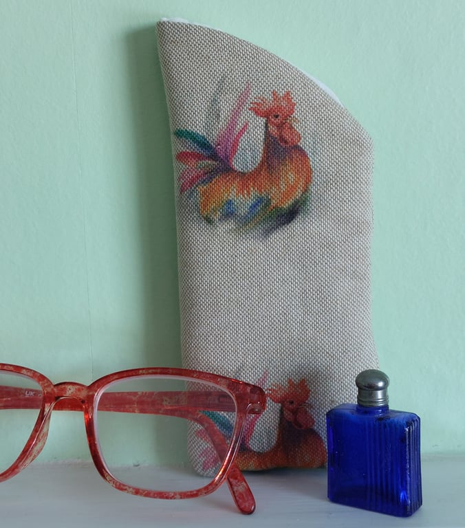 Chicken Cockerel Cotton Glasses Case 