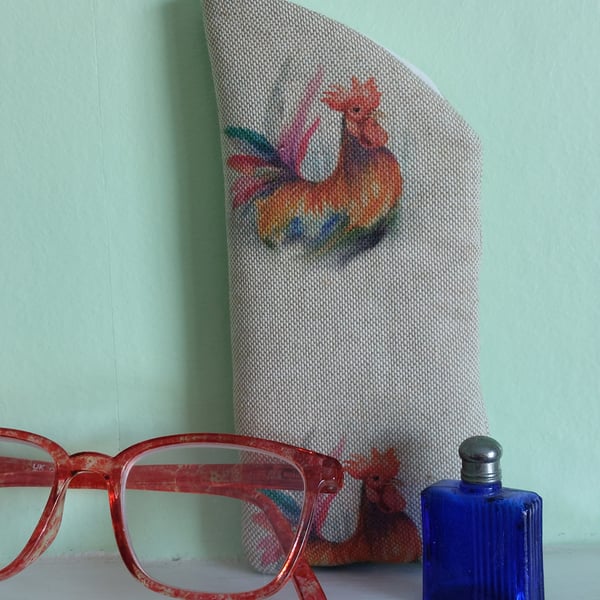Chicken Cockerel Cotton Glasses Case 