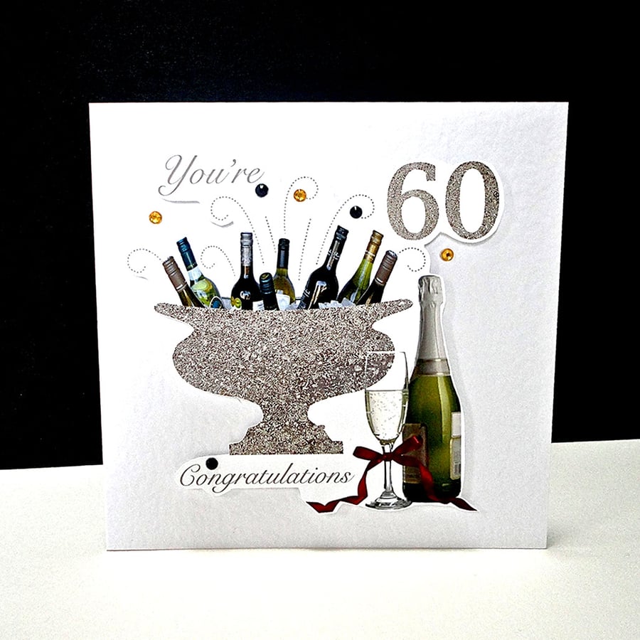 Happy 60th Birthday Celebration Bottles Handmade Card