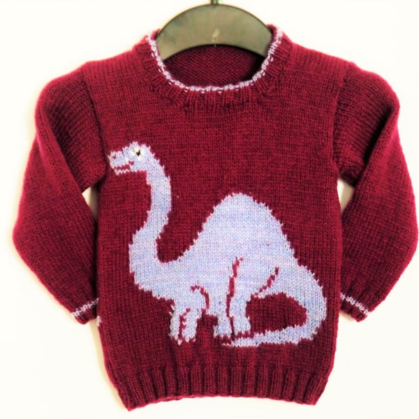 Dinosaur Jumper Knitting Pattern.  Digital Knitting Pattern
