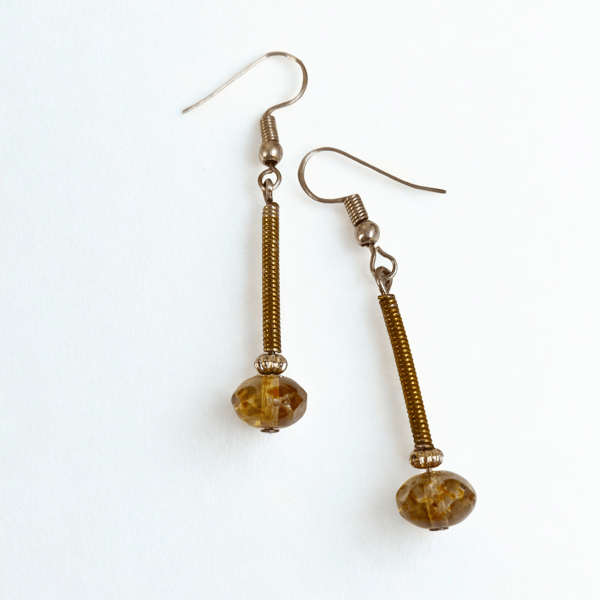 Long  Drop Amber Crystal Earrings 