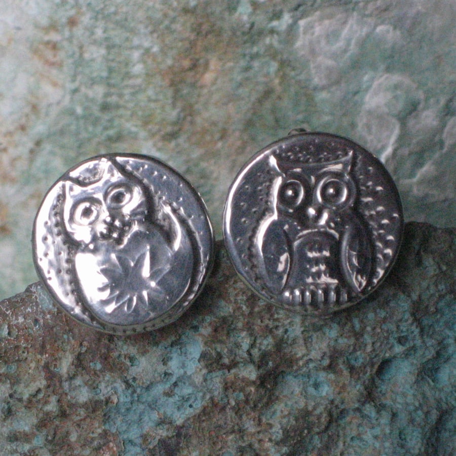  The Owl and the Pussycat Silver Pewter Cufflinks 
