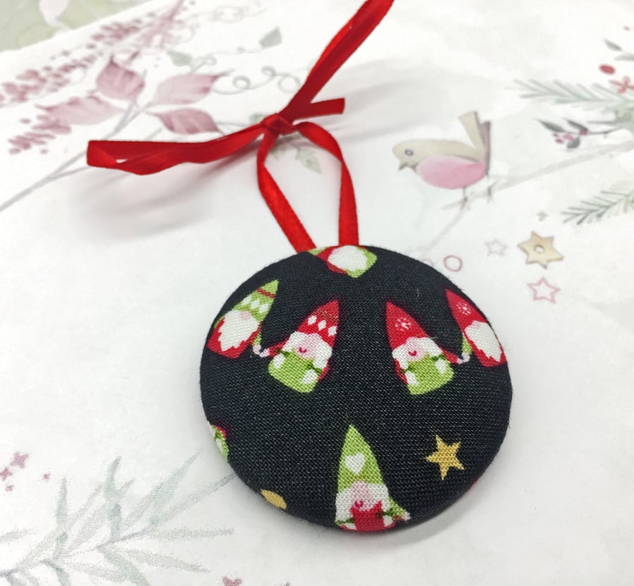 Scandi Tomtes fabric button hanging ornament christmas decoration