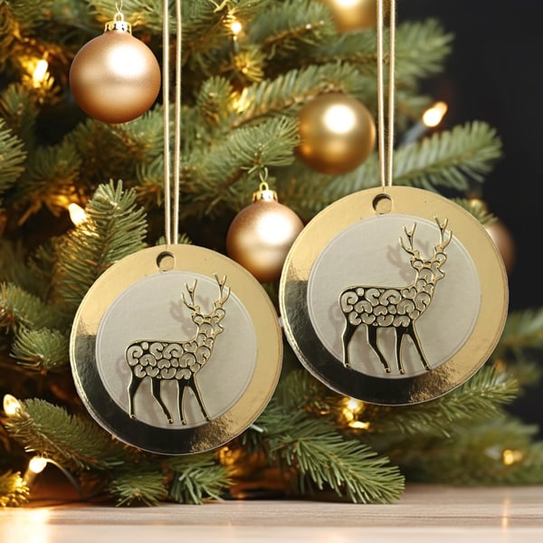 Handmade Gold Reindeer Christmas Ornament, Elegant Tree Decor