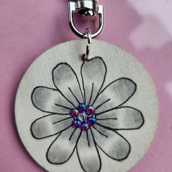 Hand drawn flower keyring