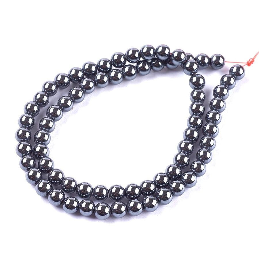 Hematite Grey 6mm Smooth Rounds, Grade A, Natural Authentic Gemstone Beads, 1mm 
