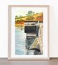 Siblyback Dam near Liskeard Cornwall Original Watercolour Painting Mounted - Image 4
