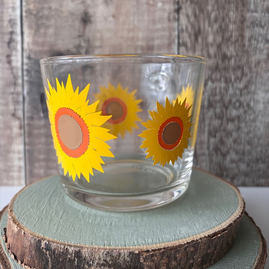 Sunflower Glass Mug, Floral Glass Mug, Summer Flower Cup, Botanical Gift,