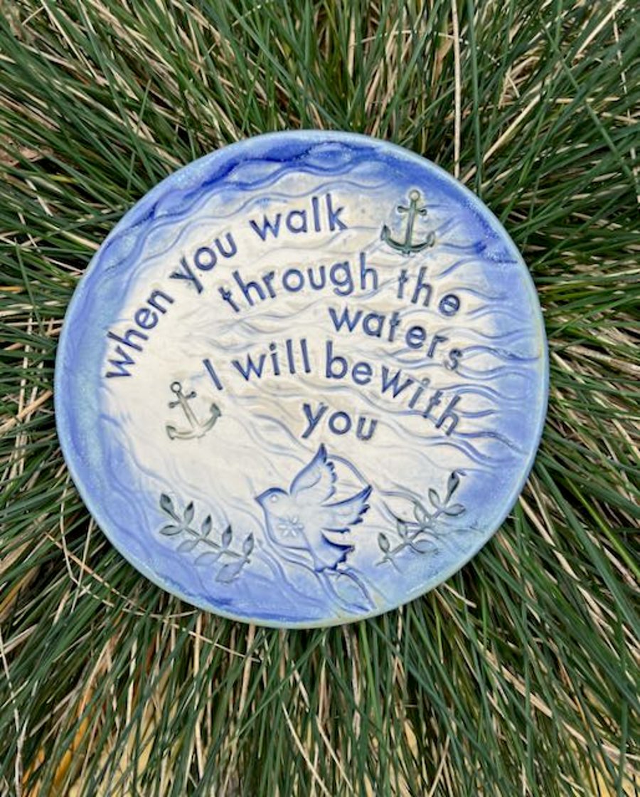 Ceramic Bible Verse Plate  When you walk through the waters