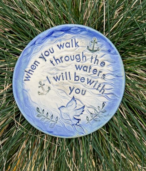 Ceramic Bible Verse Plate  When you walk through the waters