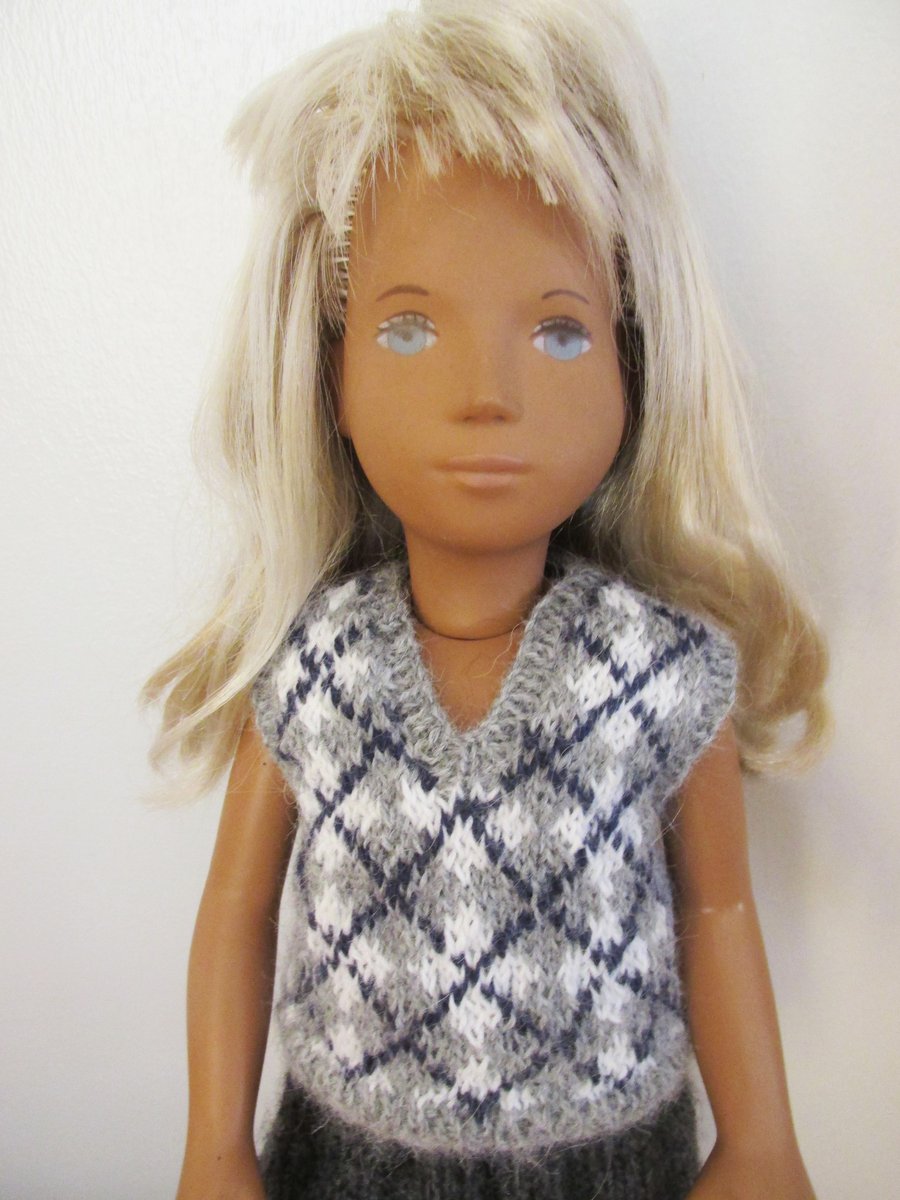 Sasha Dolls Clothes, Hand Knitted Tank Top, Dolls Vest, Alpaca Wool