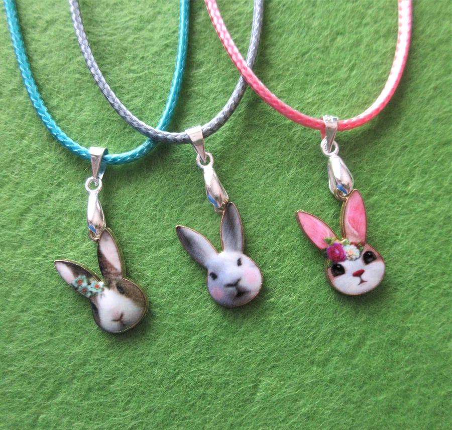 Bunny Necklace with Cute Rabbit Charms Easter Gift Party Bag Filler x 3