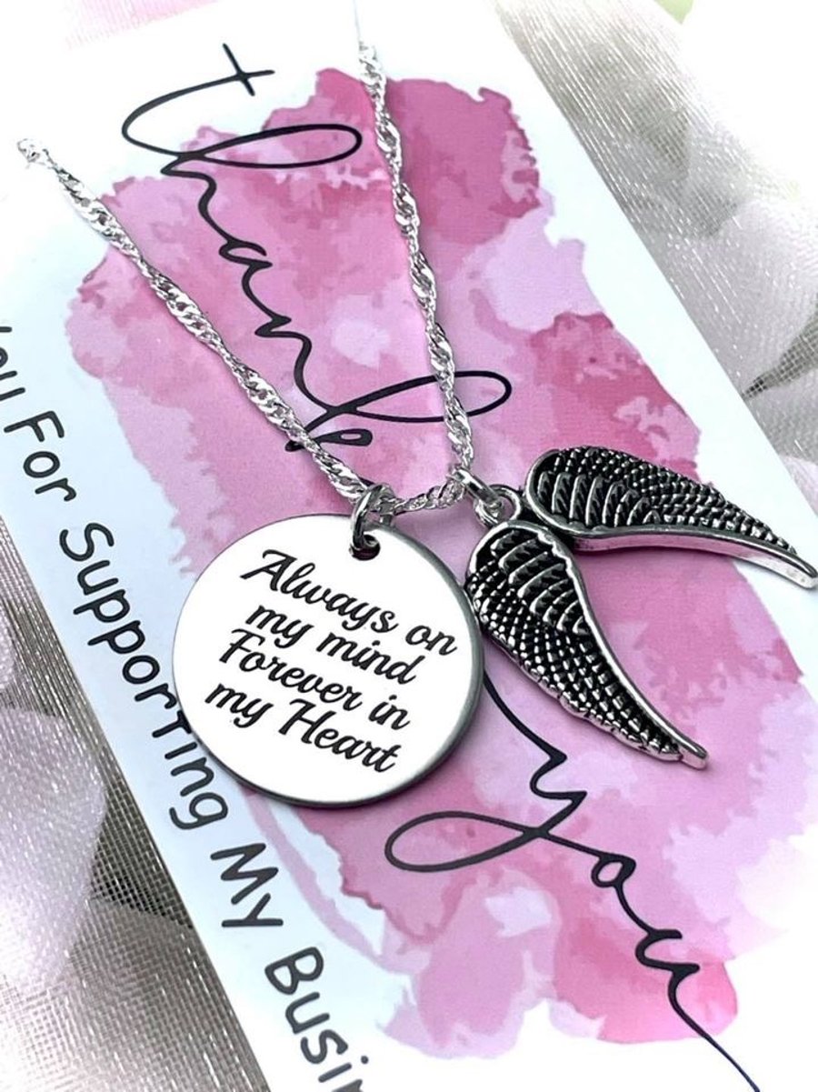 Always on my mind Forever in my Heart necklace pendant 925 sterling silver chain