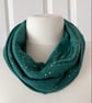 Forest Green with Gold Speckles Infinity Scarf, 100% cotton  - Image 4