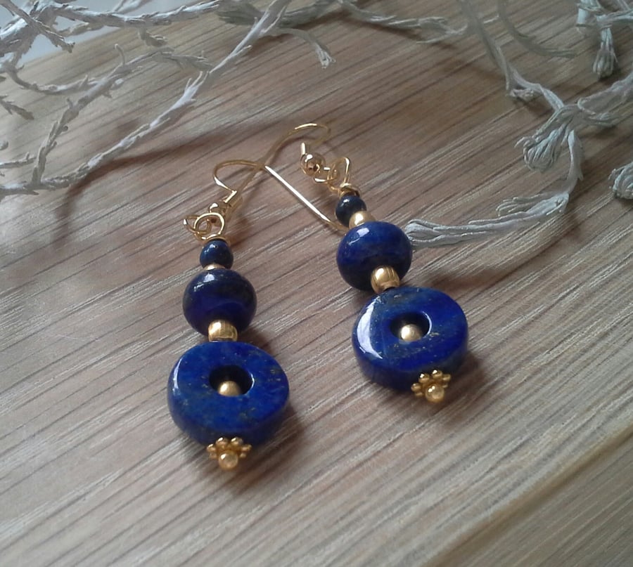 Lapiz Lauzuli Gold Plate Earrings