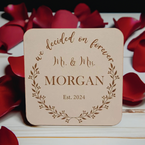 Set of 6 White Wood Drink Coasters for Personalisation.