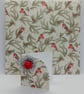 Christmas gift wrapping envelope with gift tag, Robin and Holly design