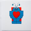 Valentines Robot Handmade Greeting Card, Love card, Anniversary card