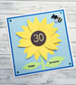 Sunflower and quilled bee birthday card - personalise to any age - Image 1