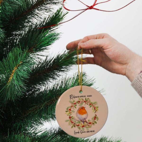 Robins Appear When Loved Ones Are Near Memorial Bauble Christmas Decoration 
