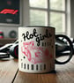 Hot Girls Watch F1 - Black & Pink Mug: Formula 1 Mug for Racing Fan Gift For Her