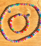 Handmade Colourful Small Beaded Necklace & Bracelet Set