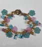 Turquoise & Lilac Flower Charm Bracelet - Image 1