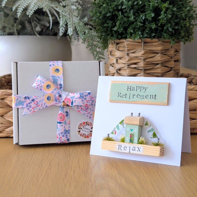 Happy Retirement Card With Removable Wooden Cottage Gift