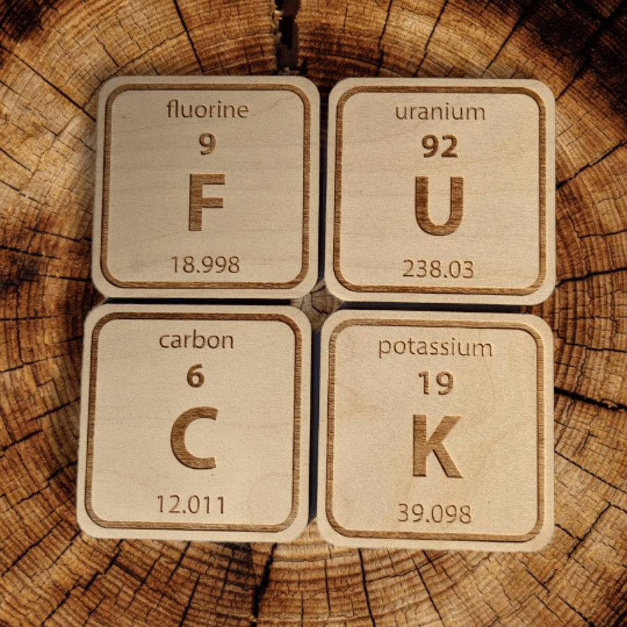 Rude - Periodic Table - Coasters - Science - Geeky - Birthday Gift