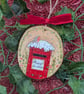 Robin and post box hand-painted Christmas decoration - Image 3