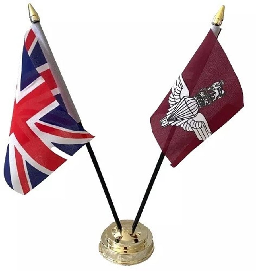 Parachute Regiment Paras & Union Jack Friendship 2 Flag 12" Table Display