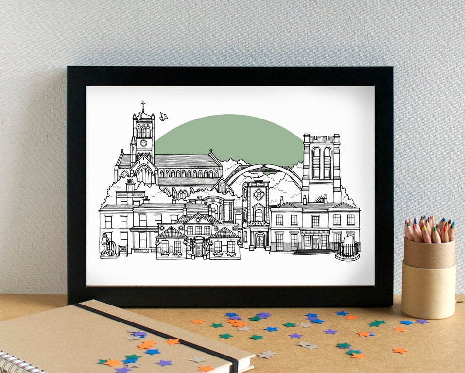 Mossley Hill Liverpool Skyline Art Print
