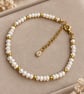 Handmade Freshwater Pearl Bracelet – 14K Gold Plated Stainless Steel