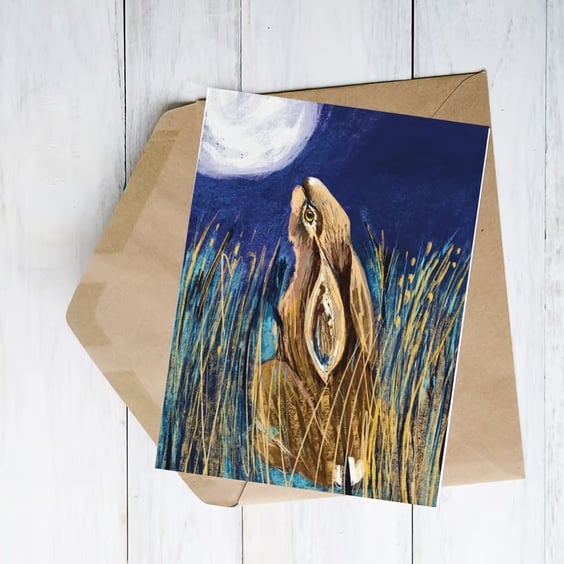 Blank card Moon Gazing Hare