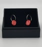 Porcelain red oval hooped earrings - Image 2
