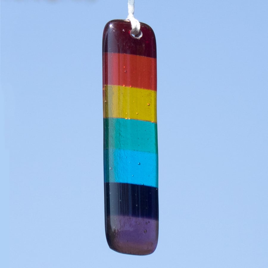 Rainbow Coloured Fused Glass Suncatcher