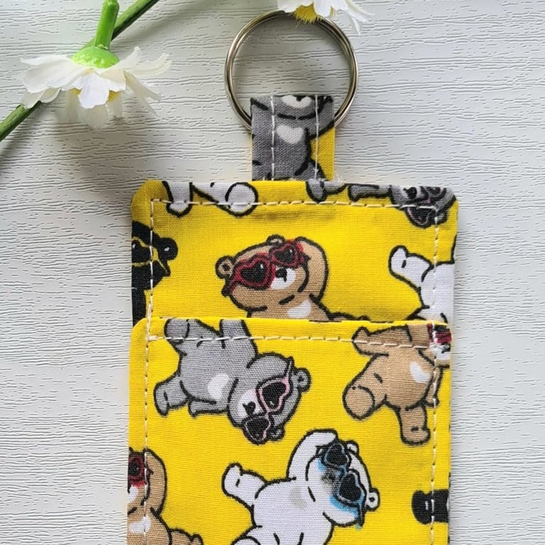 Handmade Lanyard Pen Holder, Teddy Bear Fabric,  Gift for Office Workers, Carers