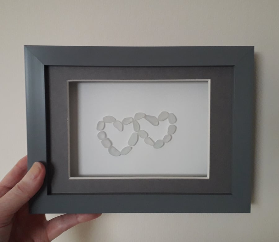 Sea Glass Love Hearts 6 x 8" Frame, Entwined Hearts Unique Wedding Gift