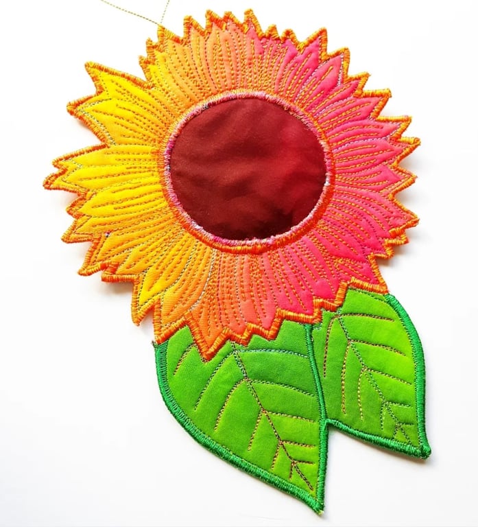 Sunflower Hanging Decoration Free Machine Embroidery