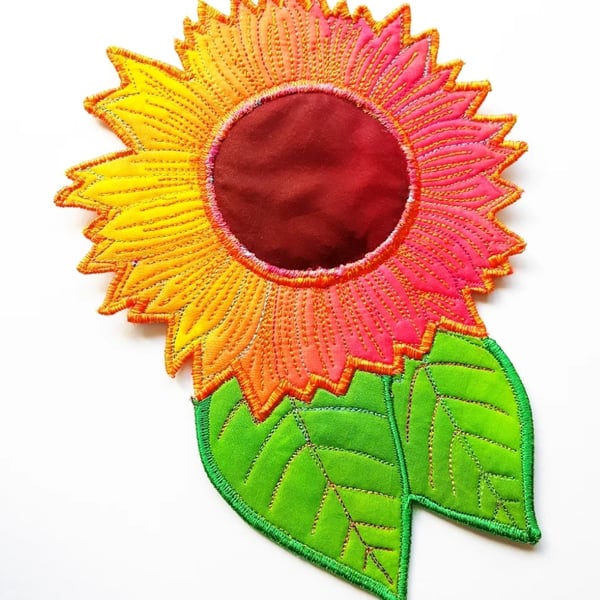 Sunflower Hanging Decoration Free Machine Embroidery