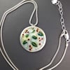 Cherry tree enamel and silver pendant