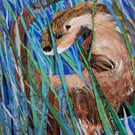 Original Paintings Otter painting Collage wildlife painting