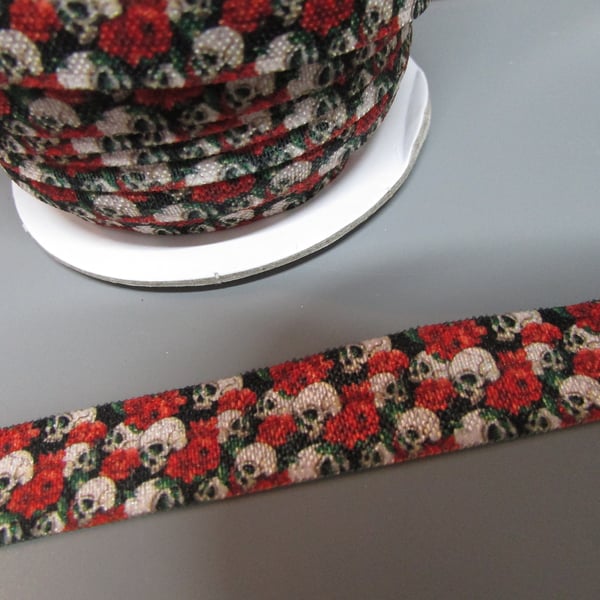 Skull Fold Over Elastic x 1 metre