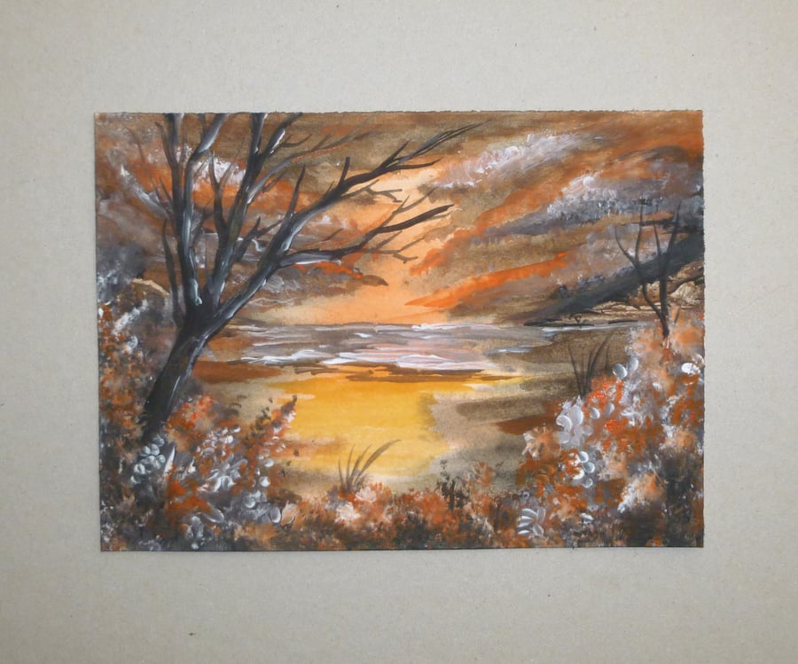 original art mixed media landscape painting ( ref F 770 A9 )