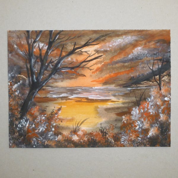 original art mixed media landscape painting ( ref F 770 A9 )