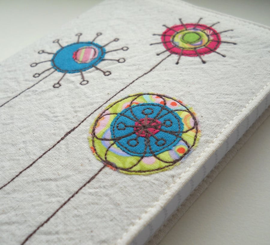 embroidered flowers A6 notebook