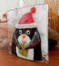 Handmade Fused Glass 'Christmas Penguin' T Light Holder - Image 1